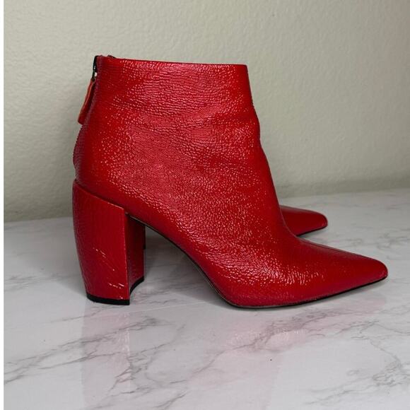Kenneth Cole Shoes - Kenneth Cole Alora Pointy Toe Ankle Bootie Boot Red Patent Leather‎ Boot Sz 9
